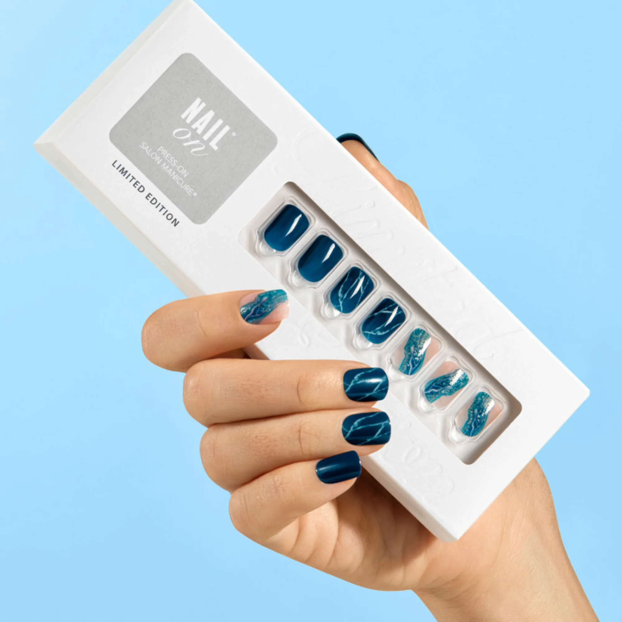 Blue Mist - Short Squoval Nail On Press On Manicure - Image 3
