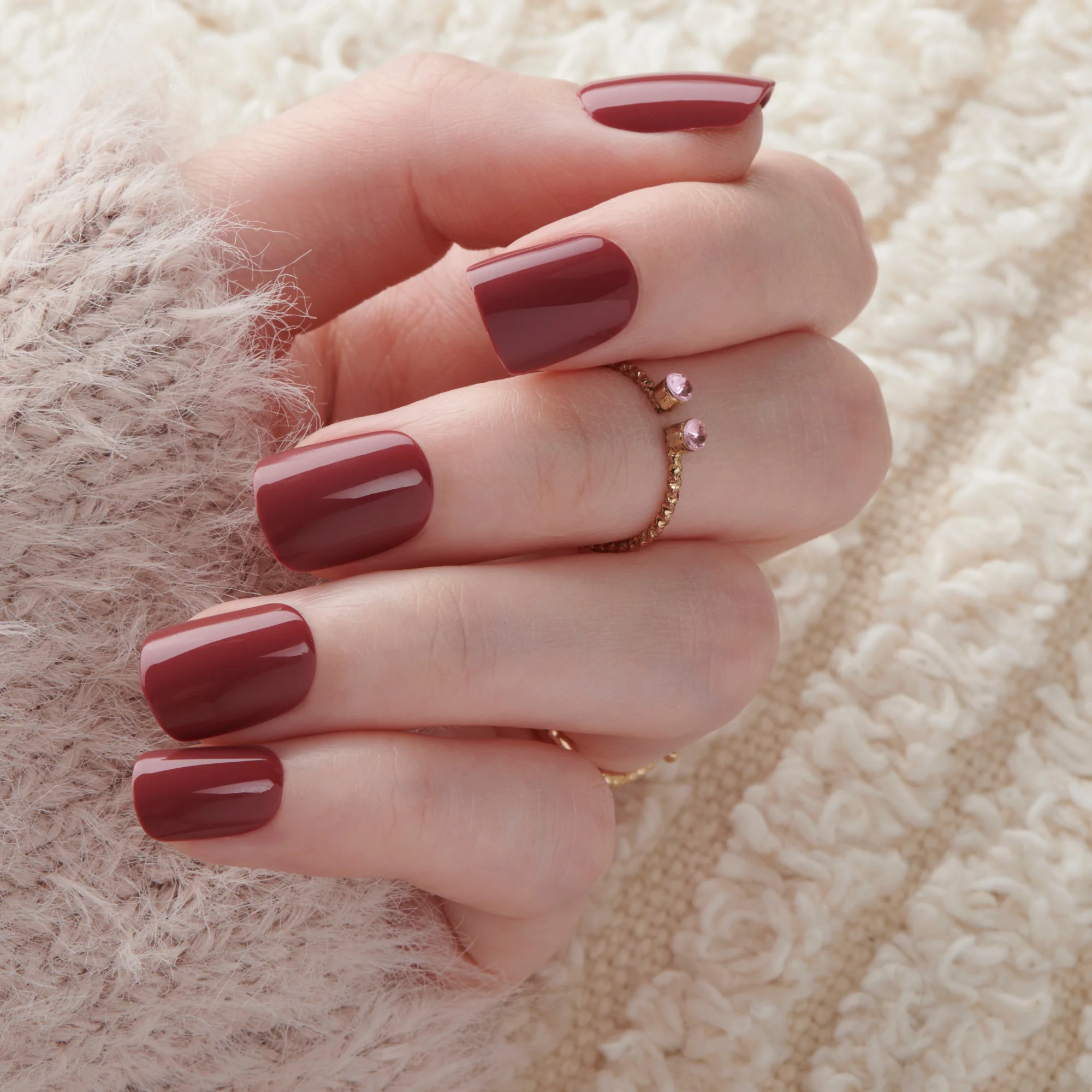 Chestnut Brown -  Short Squoval Nail On Press On Manicure - Image 3