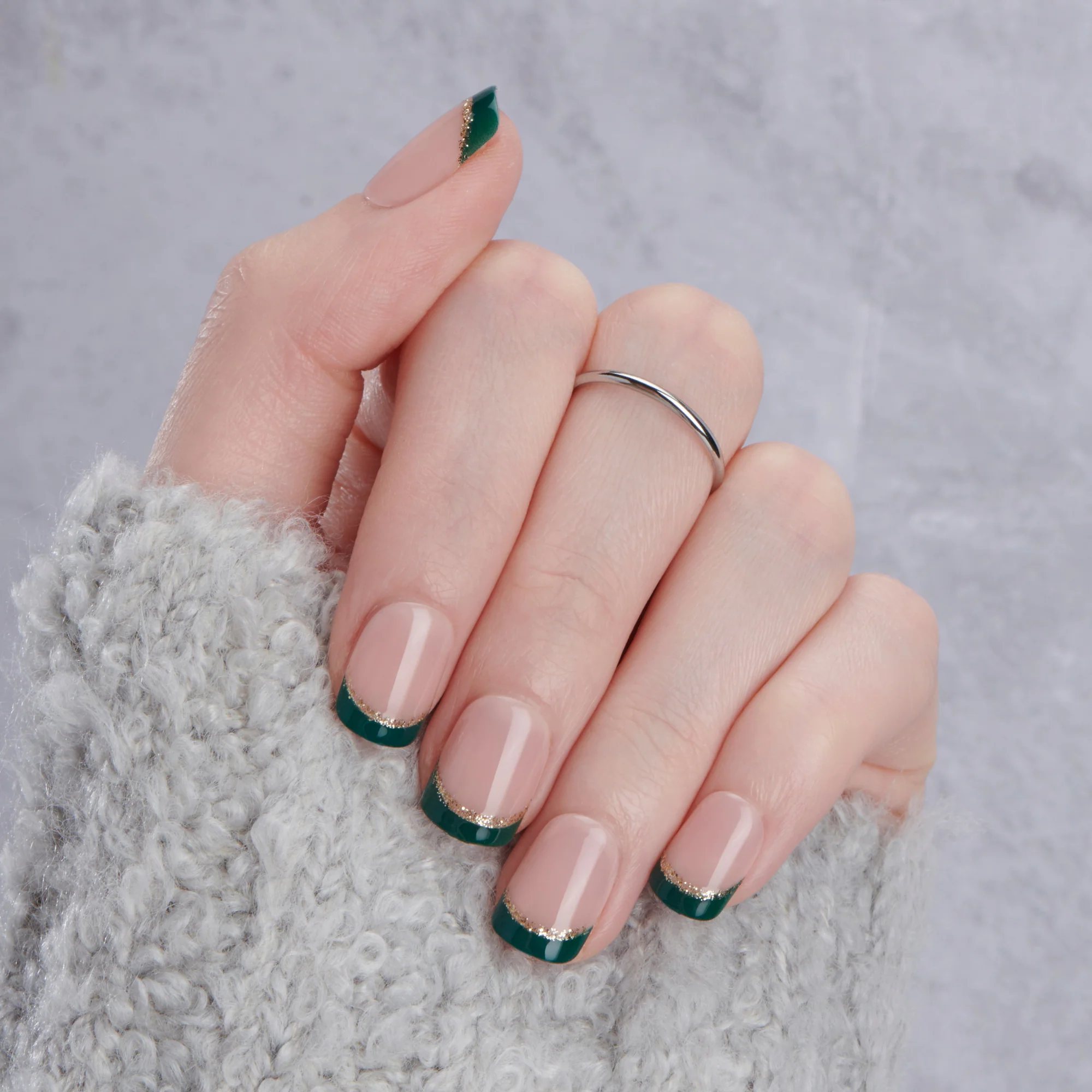 Dark Teal Twist - Short Squoval Nail On Press On Manicure - Image 3