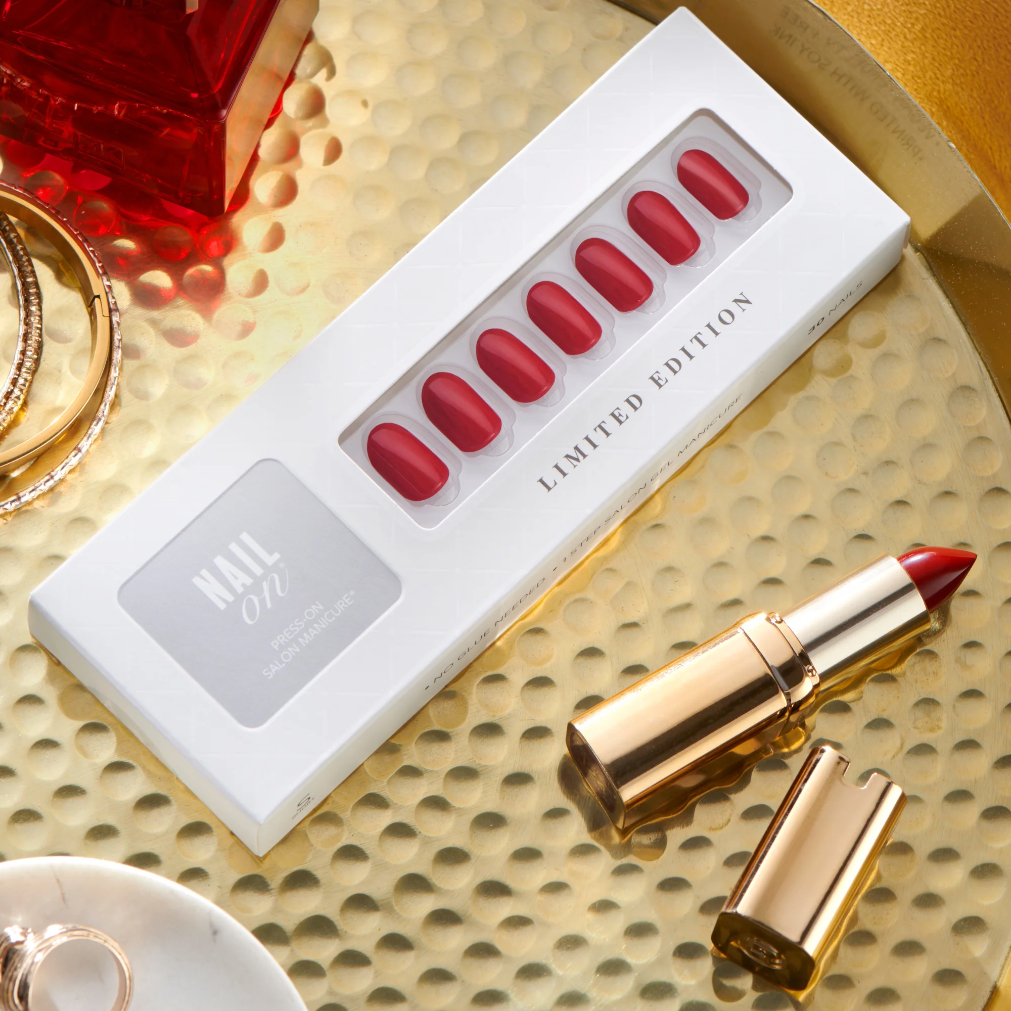 Lipstick Red - Short Oval Nail On Press On Manicure - Image 3