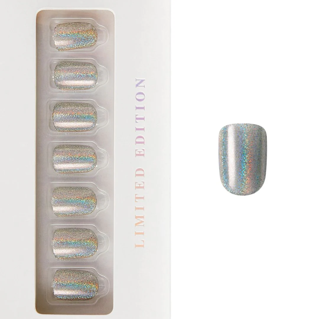 Hypnotic - Short Squoval Holographic Prism Nail On Press On Manicure - Image 3