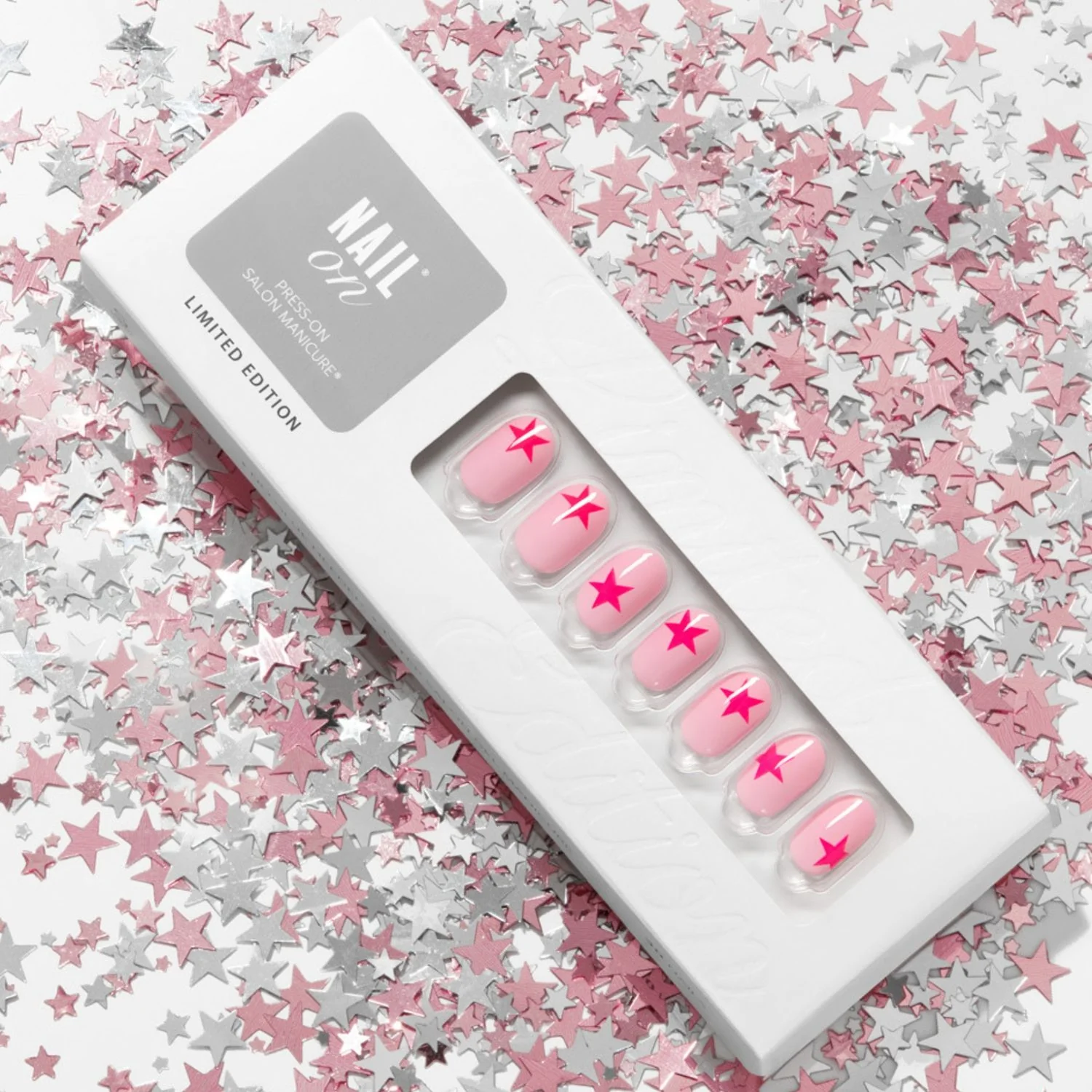 Pink Star - Short Oval Nail On Press On Manicure - Image 3