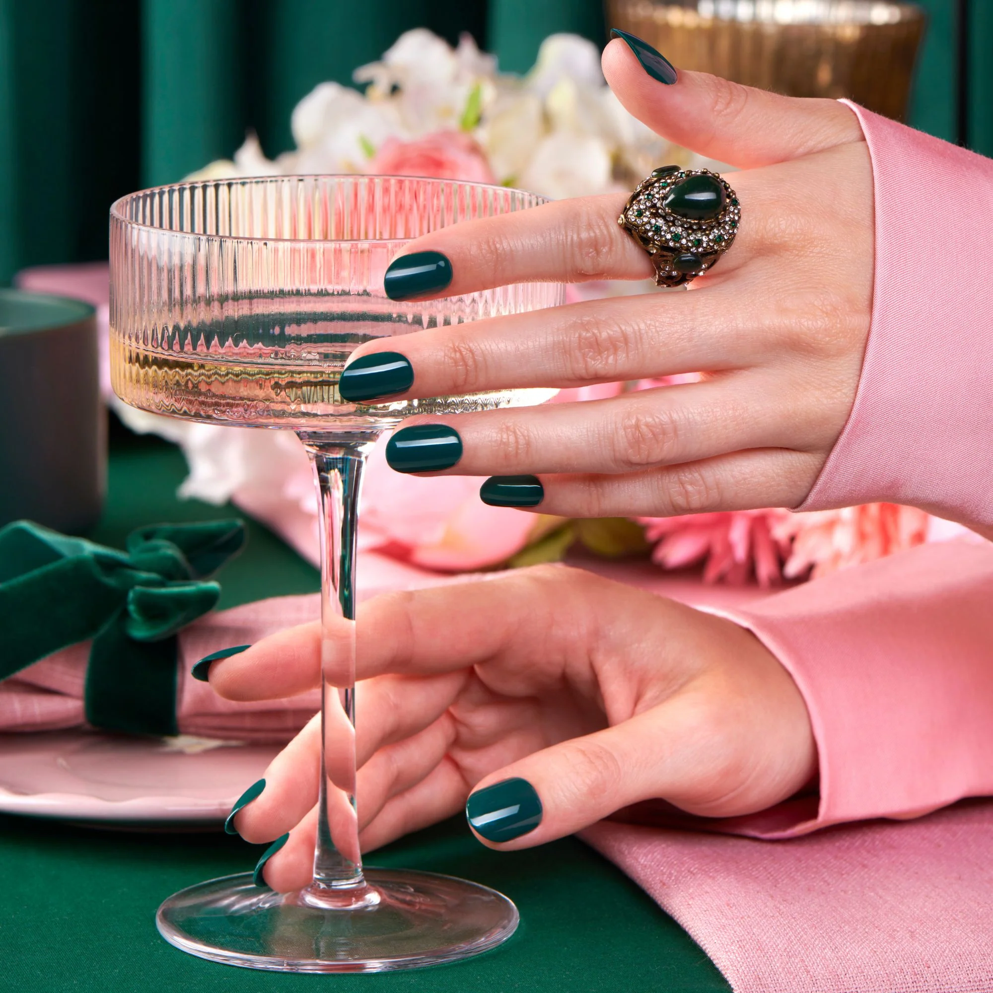 Bewitched Green - Short Oval Nail On Press On Manicure - Image 3