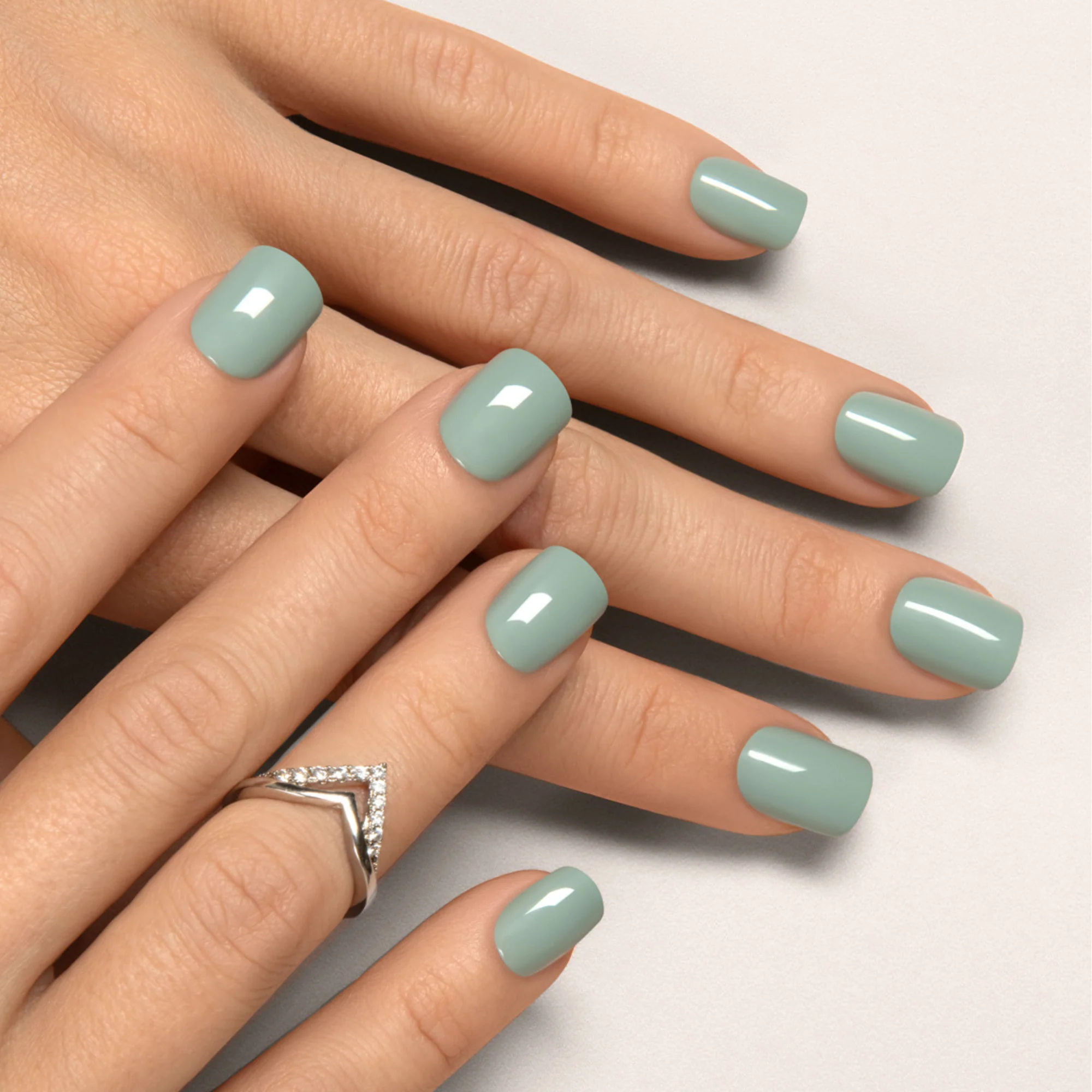 Sage Green - Squoval Weekender Press On Manicure - Image 2