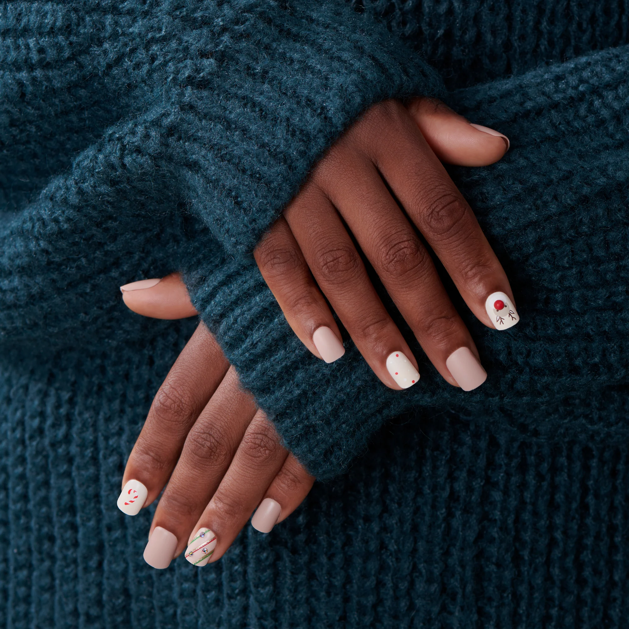 Red Nose - Squoval Nail On Press On Manicure - Image 3