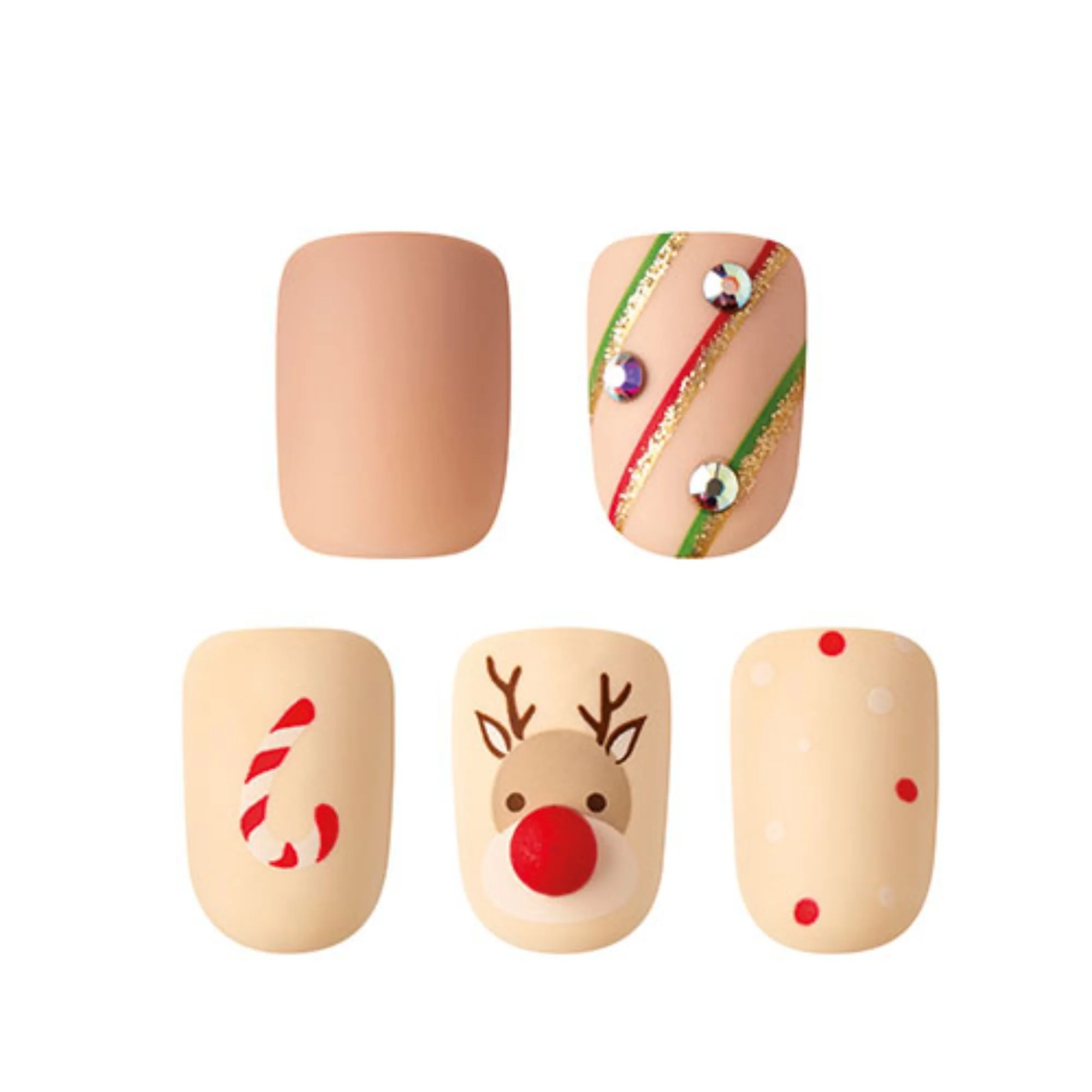 Red Nose - Squoval Nail On Press On Manicure - Image 6