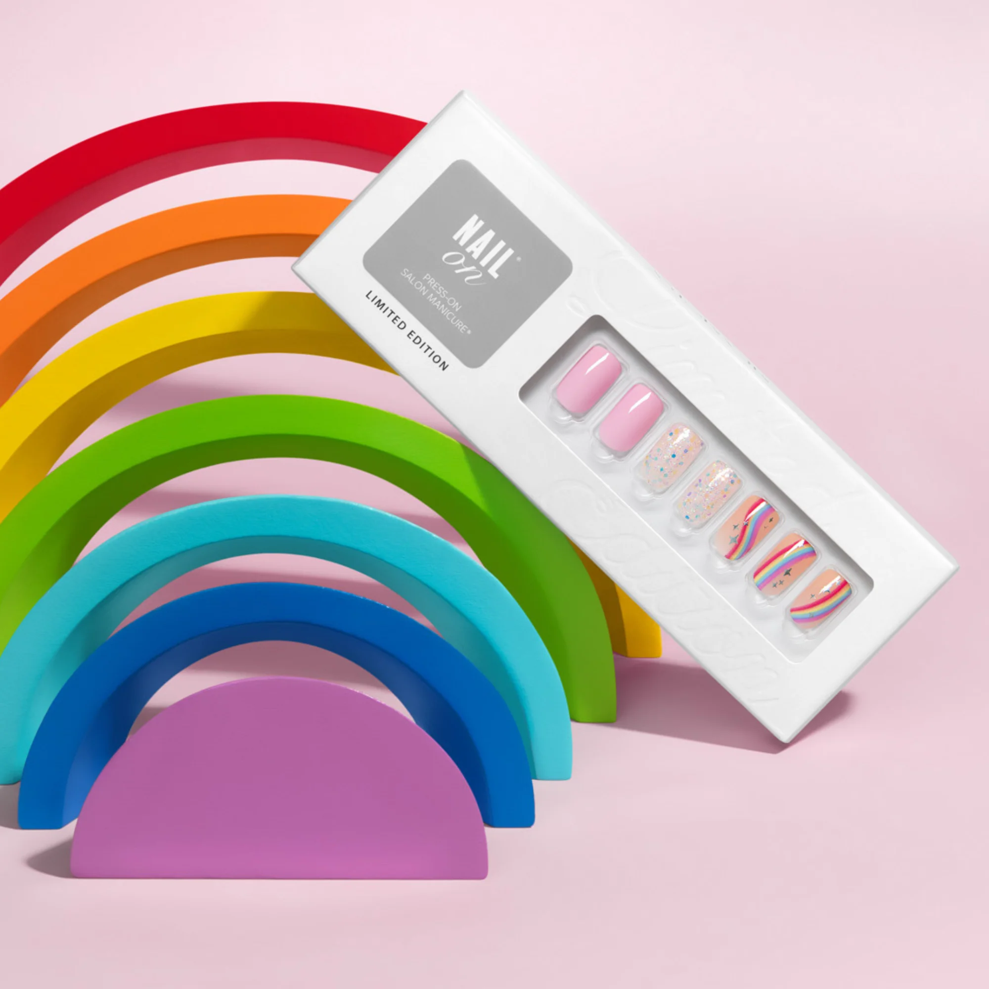 Rainbow Me - Medium Squoval Nail On Press On Manicure - Image 3