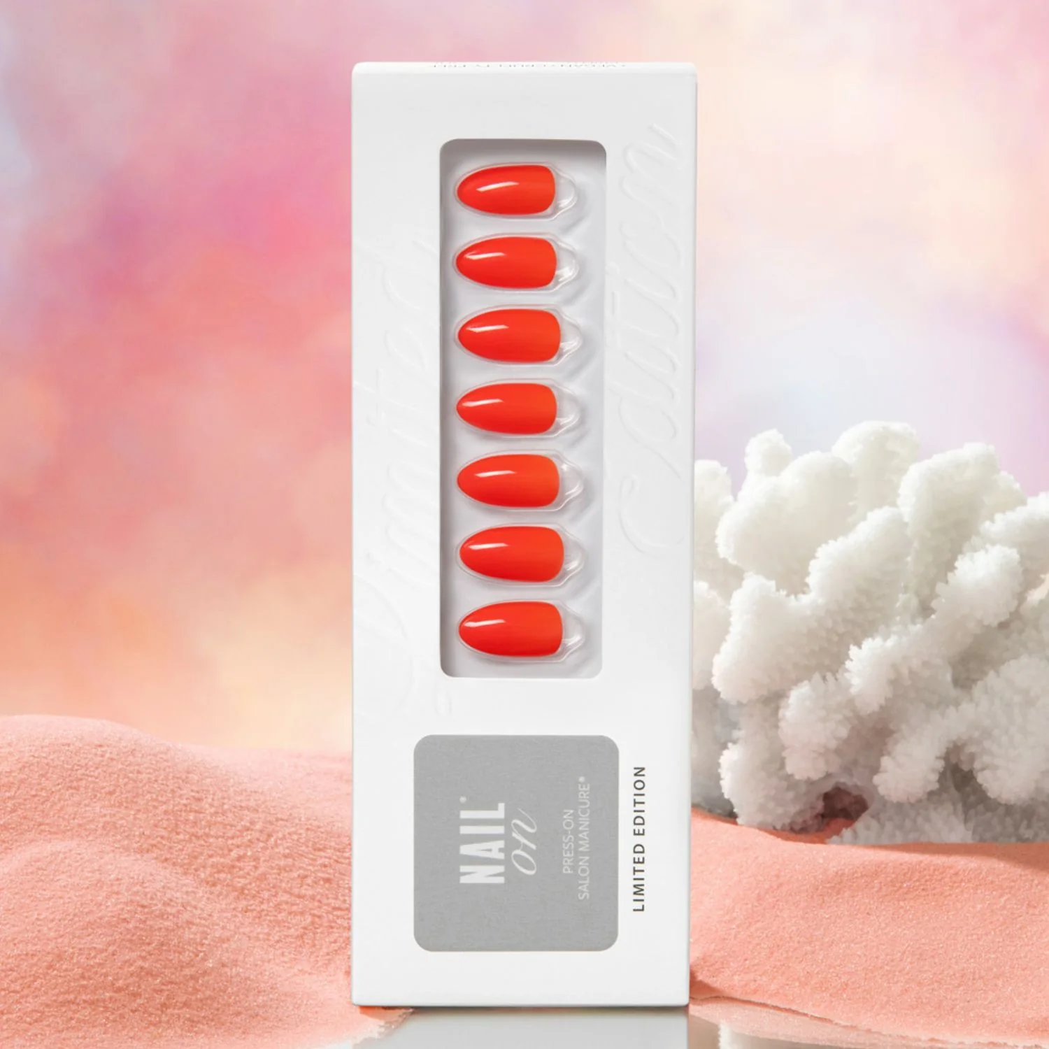 Summer Coral - Medium Almond Nail On Press On Manicure - Image 3